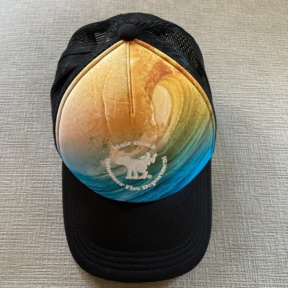 Trucker Hat - Muir Beach Volunteer Fire Dept with Dog logo - surf pattern - NWOT - Picture 3 of 10